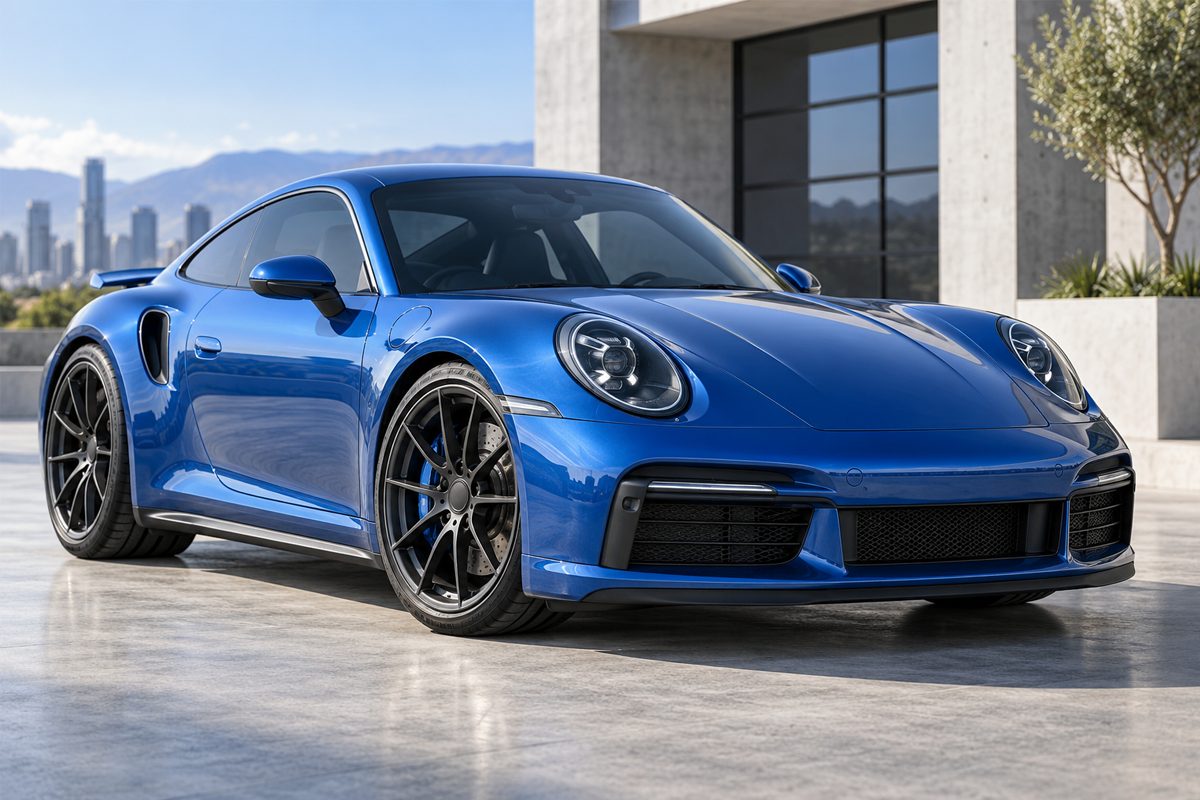 Performance car on low-profile tires